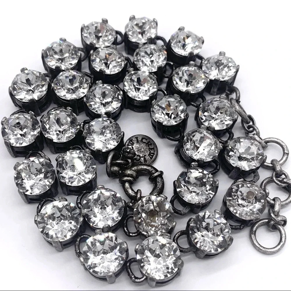 J. Crew Martha Swarovski Crystal Antiqued Silver Necklace